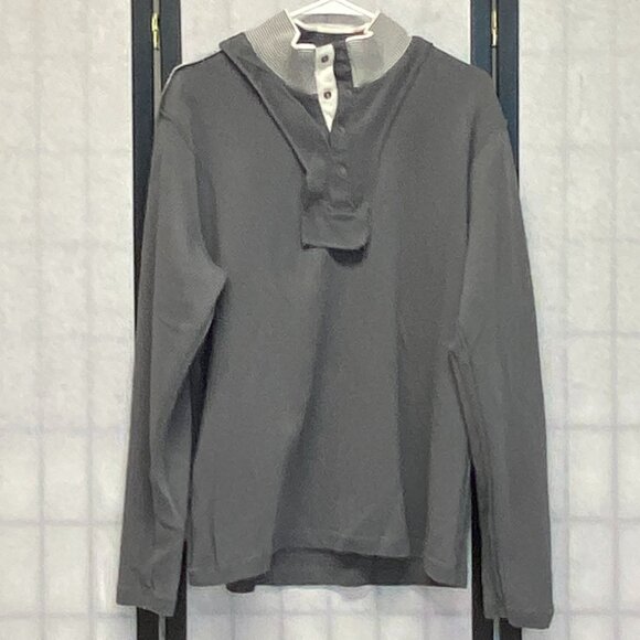 Hathaway Long Stripe Sleeve Ribbed Mock Turtleneck 1/4 Snap Neck Sweater Grey XL - Picture 5 of 11